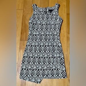 Attention Black and White Asymmetrical Dress
